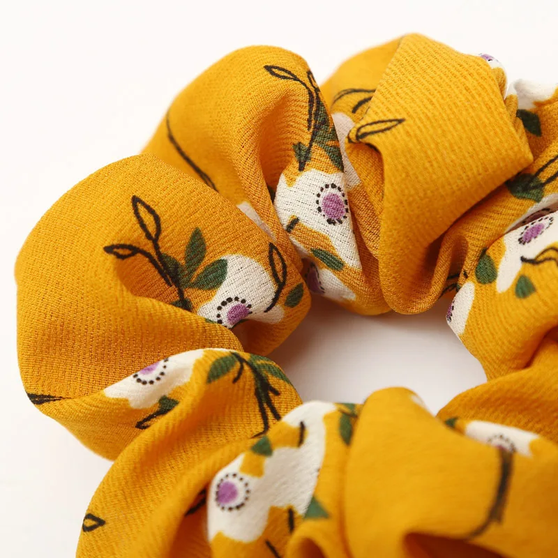 Adjustable Strip Soft Flower Print Ponytail Holder Comfortable 1PC Elastic Hair Rope Women Seaside Unique Party Tie Scrunchie