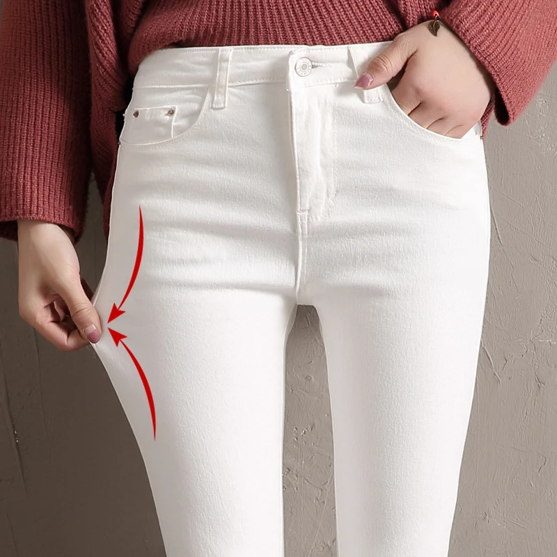 2019 New Jeans for Women black White Jeans High Waist Jeans Woman High Elastic Stretch Jeans female denim skinny pencil pants