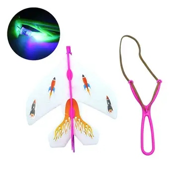 

Kids DIY Handmade Flash Ejection Cyclotron Light Plane Foam Assembly Slingshot Aircraft For Kids Gift Toys Support Drop Shipping