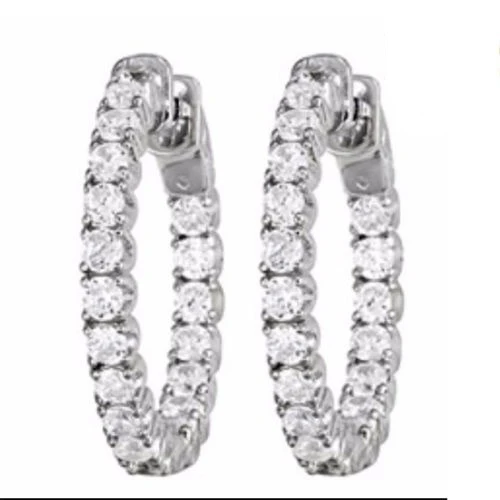 Inside Out Diamond Hoop Earrings for Women in 14K White Gold Over 2 CT D/VVS1 | Украшения и аксессуары