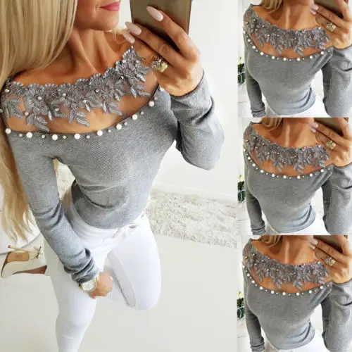 

Womens Ladies Round Neck Long Sleeve Casual Slim Fit Plain Stretch Basic Top
