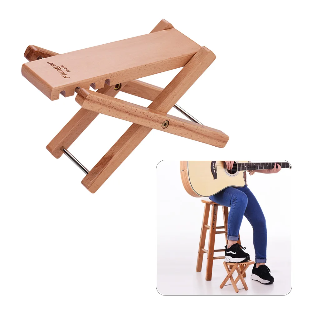 

Flanger FA-80W Guitar Foot Rest Foldable Wooden Footstool Footrest Pedal Oak Solid Wood 4-Level Adjustable Height