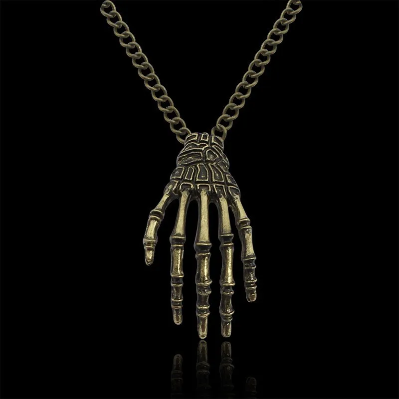 Davitu 12pcs Punk Style Black Head Skull/Skeleton Faux Yak Bone Charm Pendant Necklace Jewelry Halloween Gift for Women&Men Jewelry