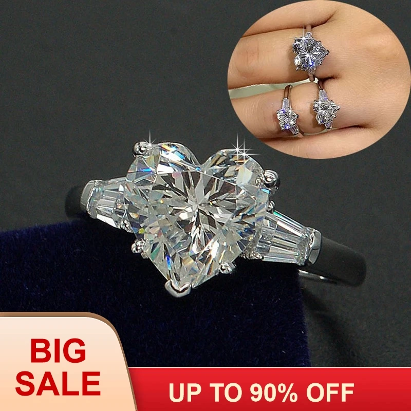 Виктория Вик сердце любовь модные украшения 3ct AAAAA Циркон cz обручальное кольца