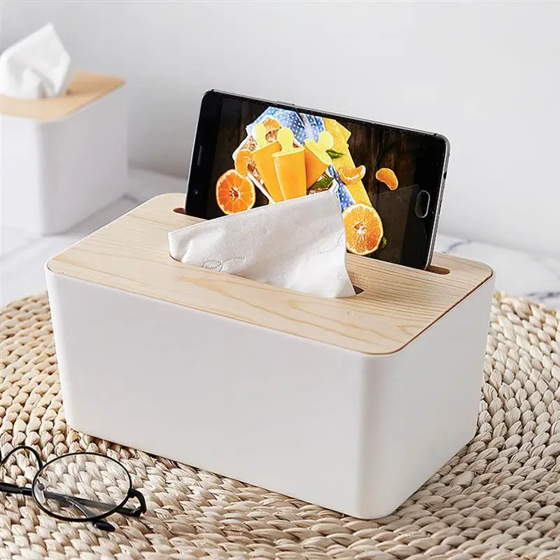 

1Pc Multifunctional Car Tissue Box Creative Rectangle Napkins Container Tissue Phone Holder With Cover For Cars Bedroom
