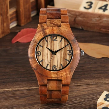

Wooden Wrist Watch Arabic Numerals Dial Natural Wood Watch Handcrafted Souvenir Quartz Wristwatch For Men Women Dropshipping