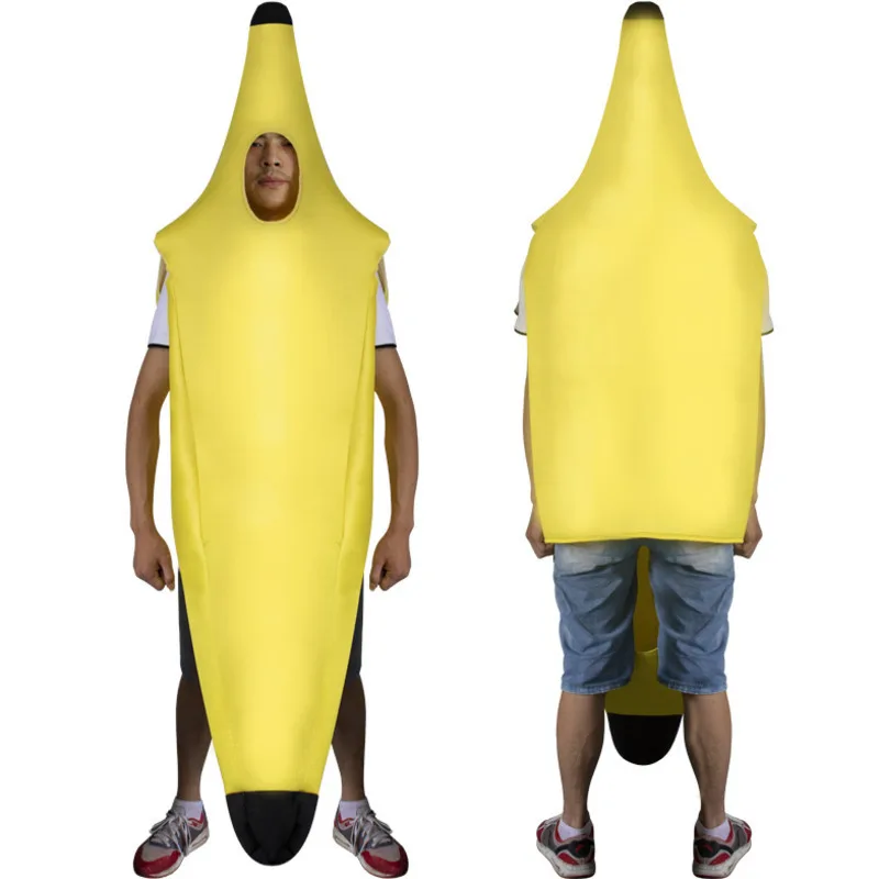

Halloween Christmas Funny Banana Costume Adult Yellow Fruit Fancy Dress Unisex Carnival Party Performance Dance Fantasia Clothes