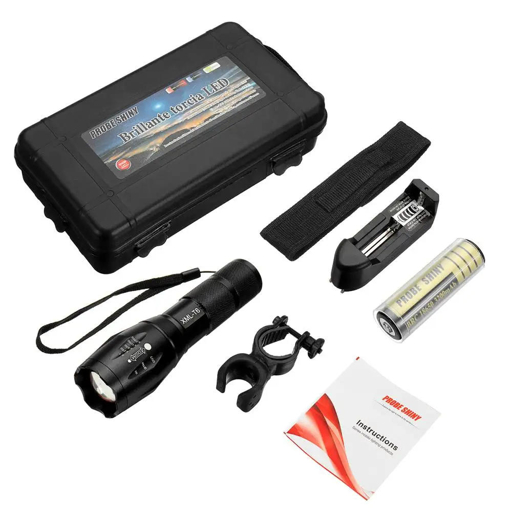 

XANES A100 T6 800Lumens LED Tactical Light 5Modes Brightness Zoomable Tactical LED Flashlight Suit LED Torch Ultra Bright Light