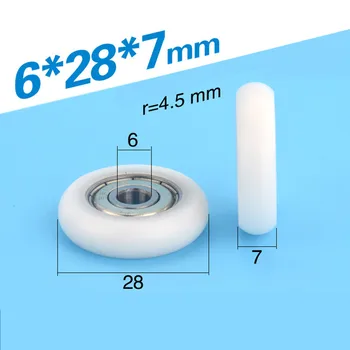 

[R0628-7] 10PCS 626zz coated bearing pulley package plastic bearing pulley windows small wheel nylon POM pulley R type 6*28*7mm