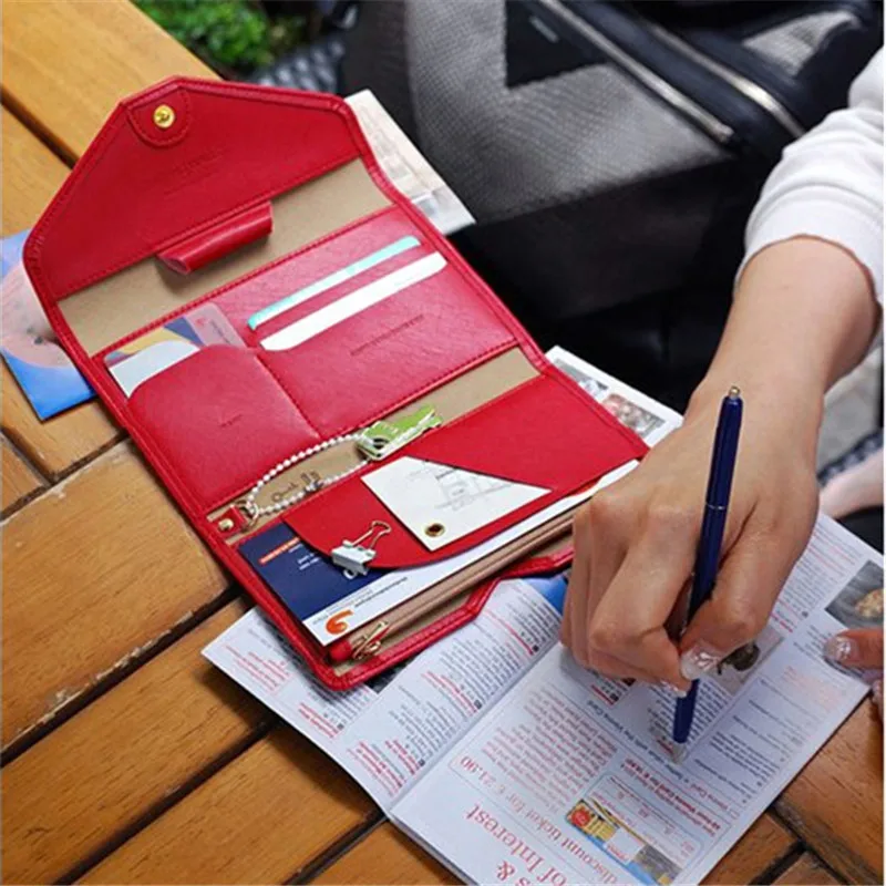 KICUTE HN-PB2, 5 цветов, модный кожаный держатель для паспорта, для путешествий, для кредитных карт, для билетов, большой емкости, настольный органайзер, держатель для карт