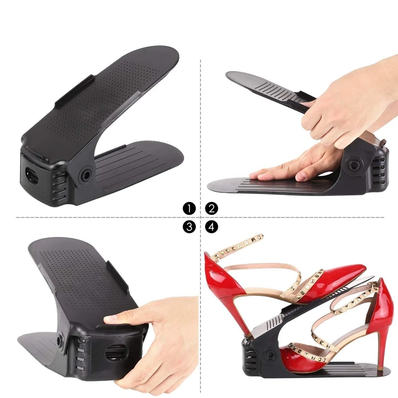 Регулируемый органайзер для обуви слот Space Saver Rack Holder (12 шт черный)|Полки и