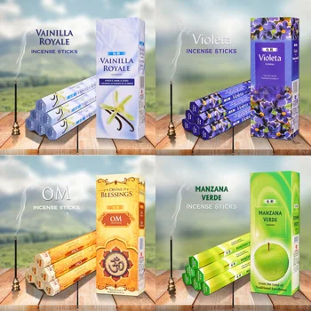 

Green Apple Indian Incense Sticks Wholesale Bulk Sale 6 Small Boxes Indian Stick Incense Artificial Scent for Living Room