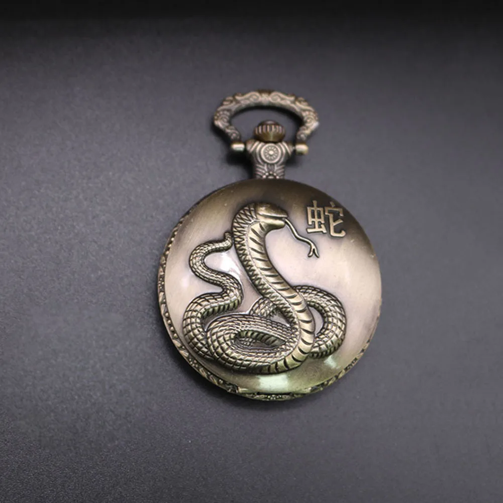 

Classic Portable Automatic Unisex Metal Chain Quartz Zodiac Pocket Watch Vintage Clear