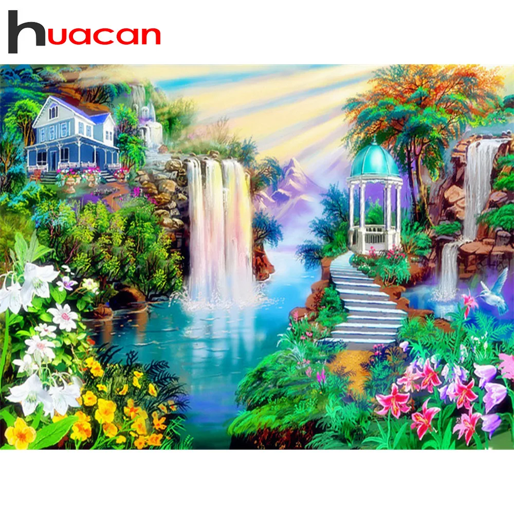 

Huacan Diamond Mosaic Embroidery Sale Landscape Waterfall 5D DIY Diamond Painting Full Square Rhinestone Picture Gift Drop Ship