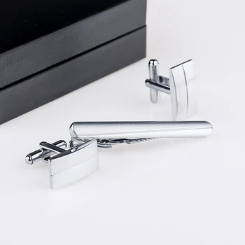 

Free Shipping Men Metal Necktie Tie Bar Clasp Clip Cufflinks Sets Silver Simple Cuff link And Tie Pin Party Gift QiQiWu CT-1001