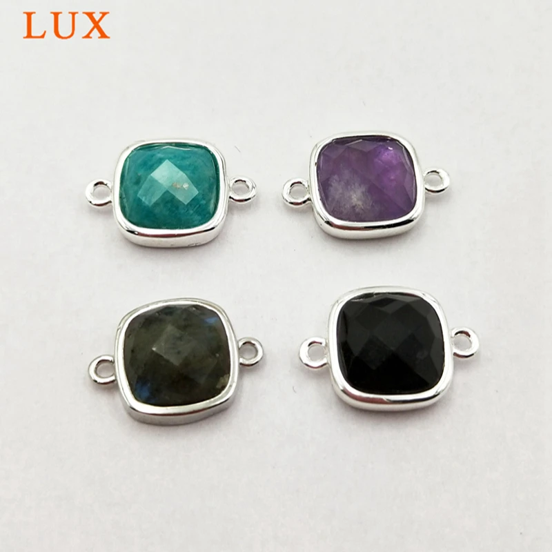 

Natural gems connector pendant amazon amethysts labradorite onyx faceted stone silver connetors for bracelet jewelry making