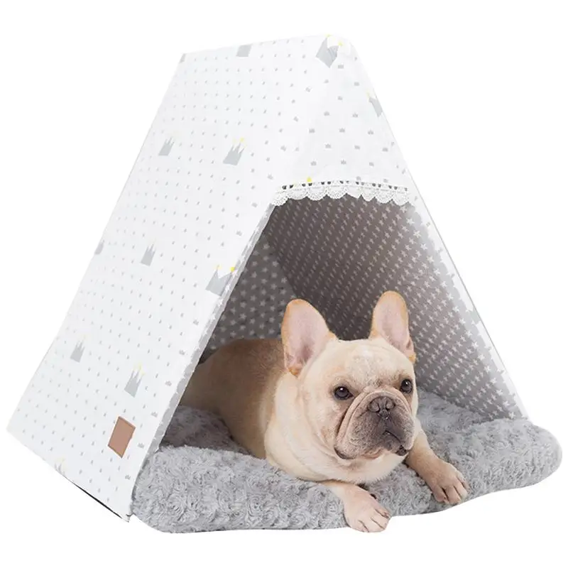 Latest Triangle Lace Pet Nest Cat Litter Dog House Warm Padded Kennel