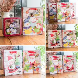 Подарок мультфильм портативный сумка мода деревянные пуговицы с рисунками сумок прямоугольник бумага Tote Рождество