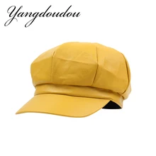 Мода ПУ искусственная кожа яркого цвета кепка газетчика г-жа мессер художника восьмиугольная ДЕТЕКТИВНАЯ шляпа козырьки женские Gorras Harajuku оптом