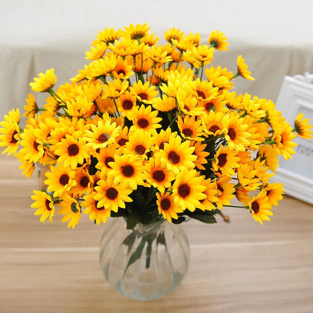 

22 Heads/PCs Sunflowers Artificial Flowers Sunflower Bouquet For Room Wedding Decor Fake Silk Flowers For Flower Arrangement