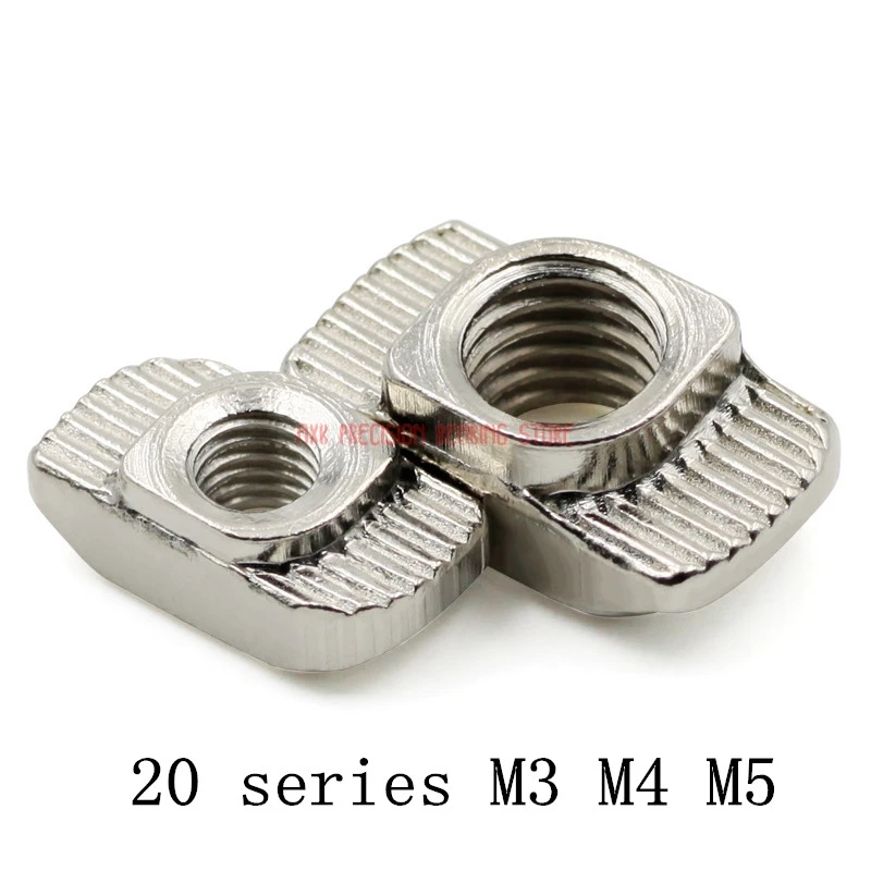 

2021 Real 50pcs 20tn M3 M4 M5 T Nut Hammer Head Fasten Connector Nickel Plated For 20 Series Aluminum Profile Slot Groove 6