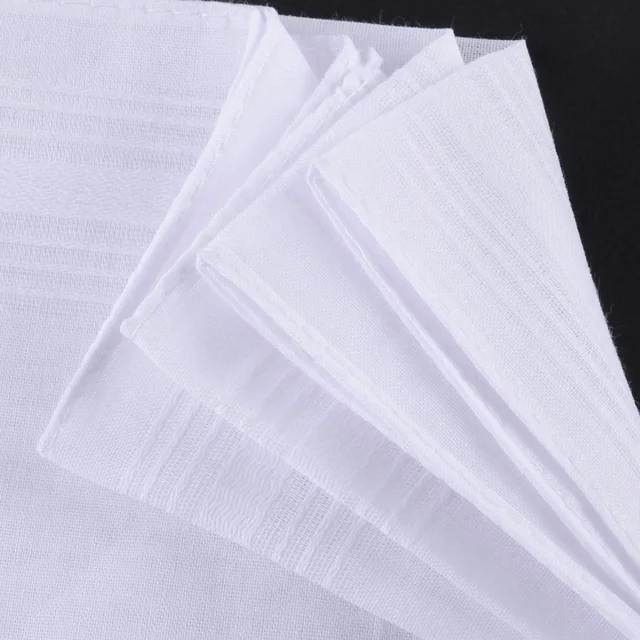 5Db Négyzetek Hanky ​​Fehér Zseb Pamut Zsebkendők Hanki ​​Csíkos Férfiakkal 40*40 Cm -Es Otthoni Dekoráció Szüreti Ajándék - Image 5