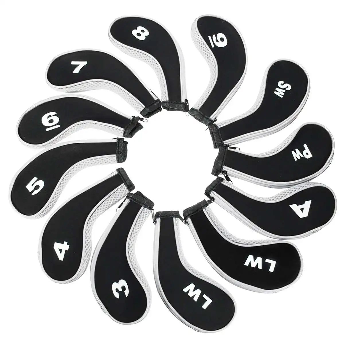 12 قطعة/المجموعة نوادي الجولف الحديد رئيس يغطي Headcovers مع زيبر طويل الرقبة 4 اللون 12 قطعة/المجموعة نوادي الجولف الحديد رئيس يغطي Headcovers مع زيبر طويل الرقبة 4 اللون