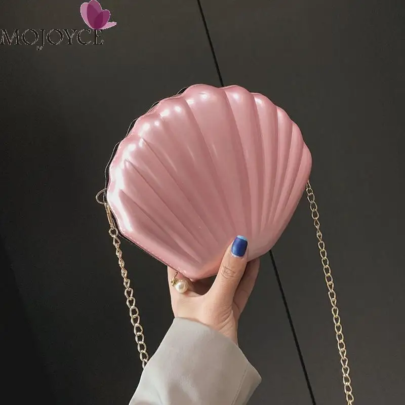 

Girls Mini Fashion Chain Shoulder Solid Color Messenger Small Handbags Women Shell Small PVC Crossbody Bags Bolsa Feminina