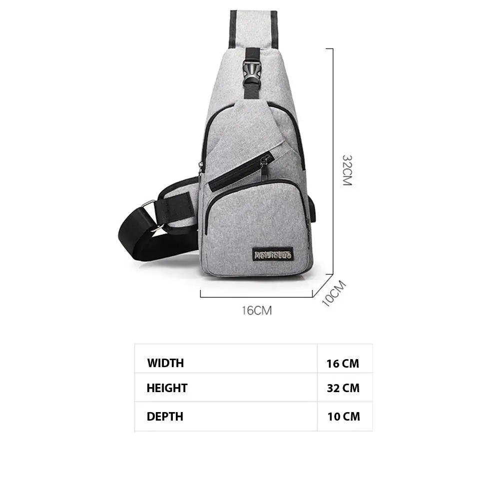 Male Shoulder Bags USB Charging Crossbody Bags Sports Canvas Outdoor Oblique Cross Messenger Bag Men Anti Theft Chest Bag Male Shoulder Bags USB Charging Crossbody Bags Sports Canvas Outdoor Oblique Cross Messenger Bag Men Anti Theft Chest Bag