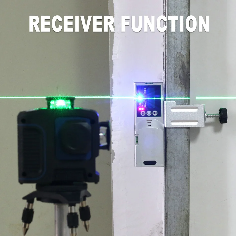 Kaitian Laser Level Tripod Green 12 Lines Self-Leveling Vertical Horizontal Powerful 360 Bracket 532nm 3D Nivel Lasers Receiver