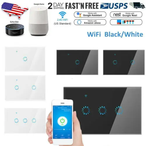 

Smart Switch Wall Light WIFI APP Remote Touch Contorl Switch For Alexa/Echo Home EU 30A22