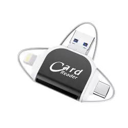 4In1 металла Тип C/Micro-USB/USB TF SD Card Reader для Ipad для Iphone X 7 8 плюс 5 6 6 S, устройство чтения карт памяти для samsung S8 + S6