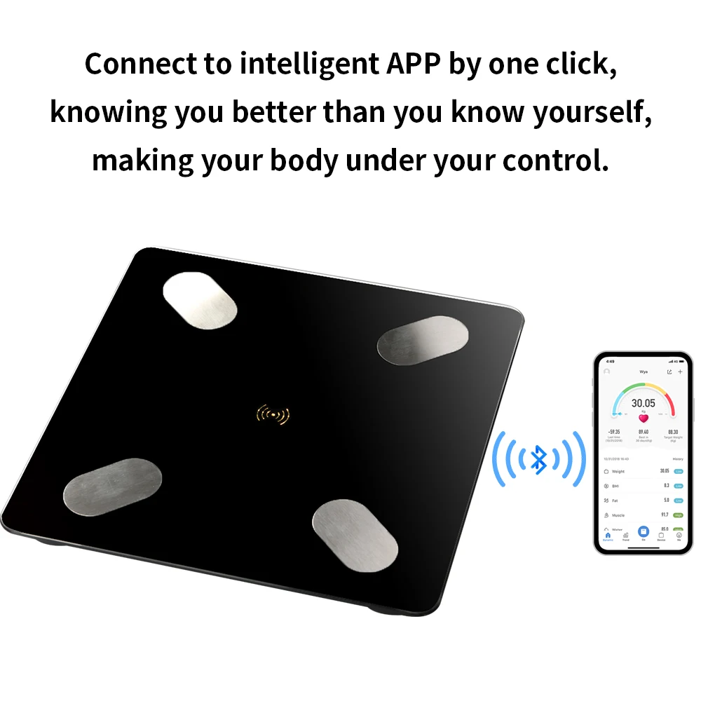 USB перезаряжаемые интеллектуальные BT цифровые напольные весы электронные весы с 59 пункт данных Bluetooth приложение для Android/IOS