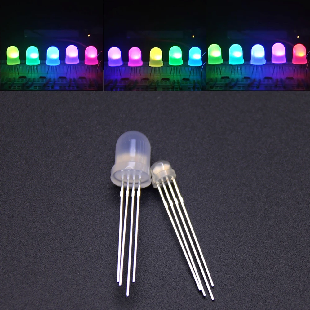 

5-1000pcs DC5V Diffused Round hat RGB LED with WS2811 5mm F5 8mm F8 pixels Arduino led chips RGB full color addressable LEDs