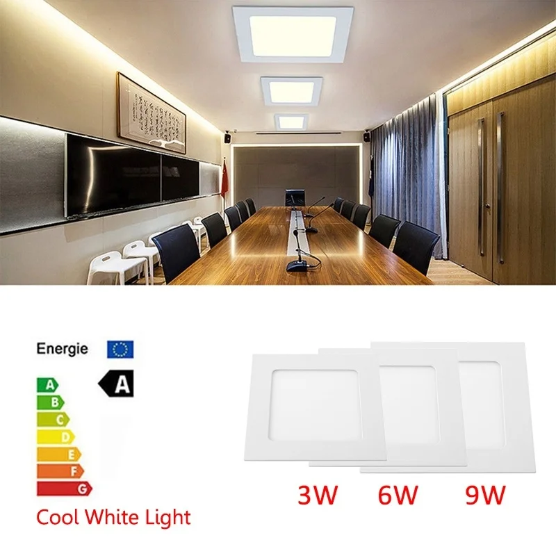 3W 6W 9W LED Panel Lights Ultra Thin Recessed Downlight 85-265V Square Lamp Downlights Free Shipping | Лампы и освещение