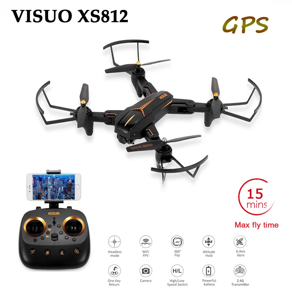 VISUO XS812 4K gps Радиоуправляемый Дрон с 5MP HD камерой 5G wifi FPV удержание высоты один ключ возврата Квадрокоптер Вертолет VS SG900 S20 Дрон