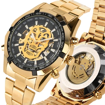 

WINNER Automatic Original Watch Men's Skeleton Skull Dial Mechanical Military Business Wrist Watch Gold Watches for Men Relogio