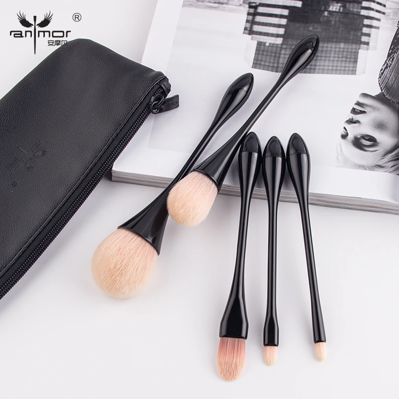 

Anmor 5 PCS Beauty Brushes For Makeup Synthetic Powder Blush Eye Shadow Makeup Brushes Kit With PU Bag