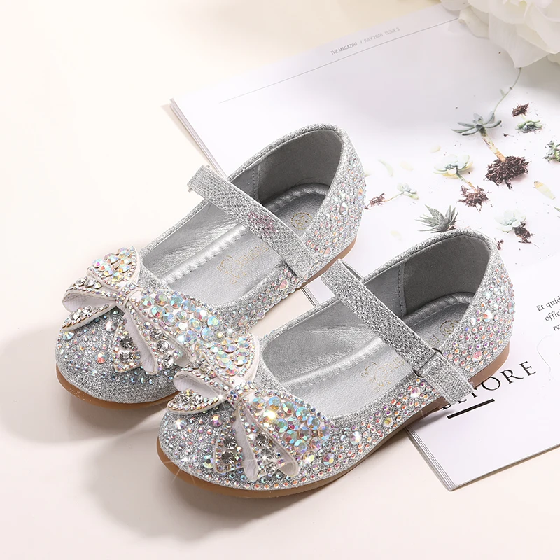 

MRLOTUSNEE Girls' Shoes Girls' Shoes Flower Girl Shoes Flats Bowknot Sparkling Glitte Children Shoes 609-2A