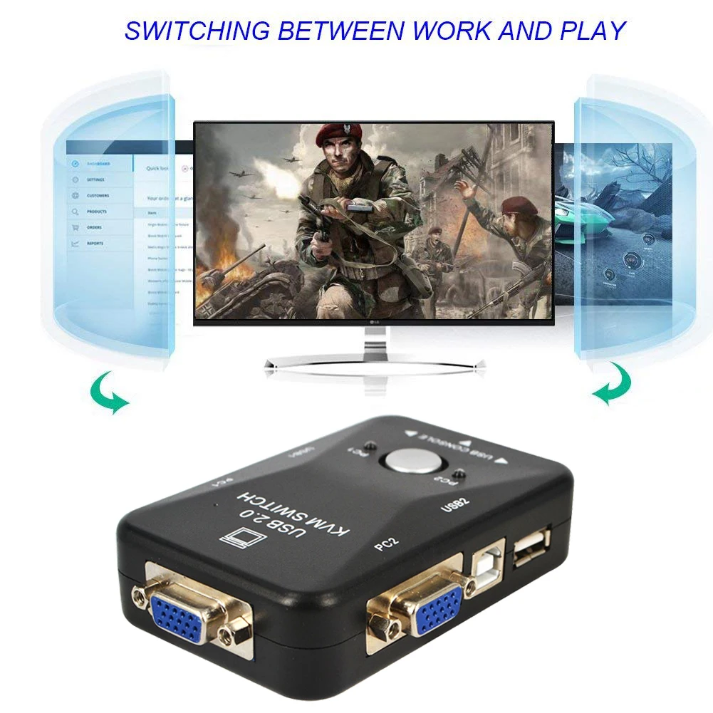 USB KVM переключатель Kebidumei с 2 портами VGA SVGA Box 0 для мыши клавиатуры 1920*1440 адаптер