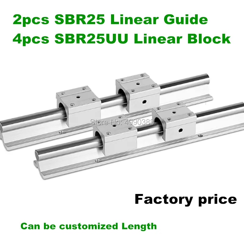 

25mm linear rail 2pcs SBR25 800mm and 4pcs SBR25UU linear block for cnc parts