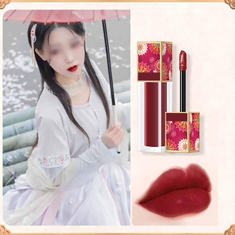Китайский стиль губы макияж 6 цветов жидкая помада матовая поверхность оттеночный блеск для губ стойкий увлажняющий антипригарный стакан