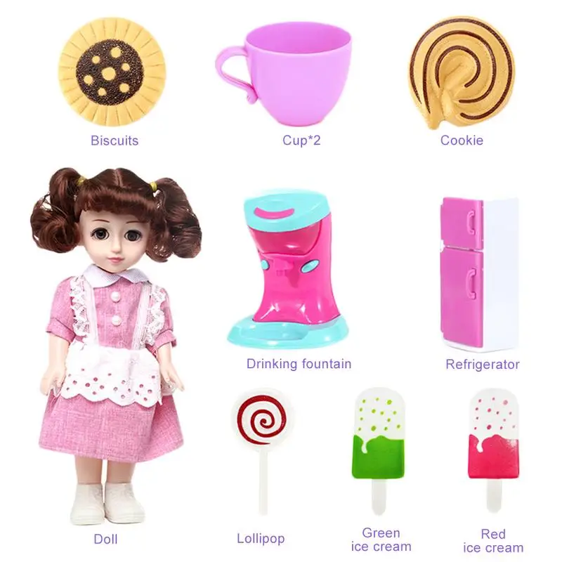 30 سنتيمتر الكهربائية صوتي دمية فتاة مجموعات الالعاب اللعب منزل اللعب أثاث المطبخ مجموعة اللباس دمية فتاة هدية عيد ميلاد للأطفال