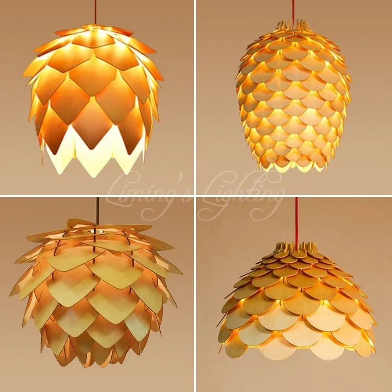 Современные деревянные подвесные светильники Pinecone лампы для спальни столовой