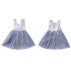 Платье принцессы с цветочным рисунком для маленьких девочек, нарядное кружевное Тюлевое платье-пачка, сарафан