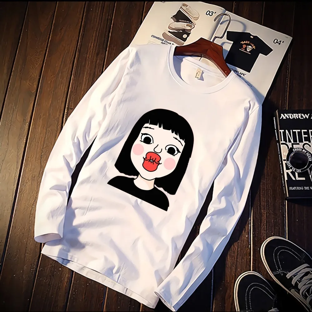

Anime Girls Kiss Harajuku Aesthetics Funny Tshirt Custom Cotton O Neck Top Tees Plus Size Long Sleeve Brand Unisex Shirt