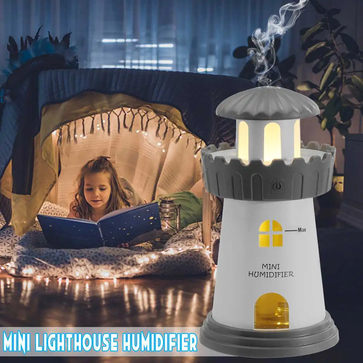 

USB Mini Lighthouse Led Humidifier Aroma Oil Diffuser Air Purifier Car Office Mini Portable 150ML USB for Home Yoga Office 2.5W