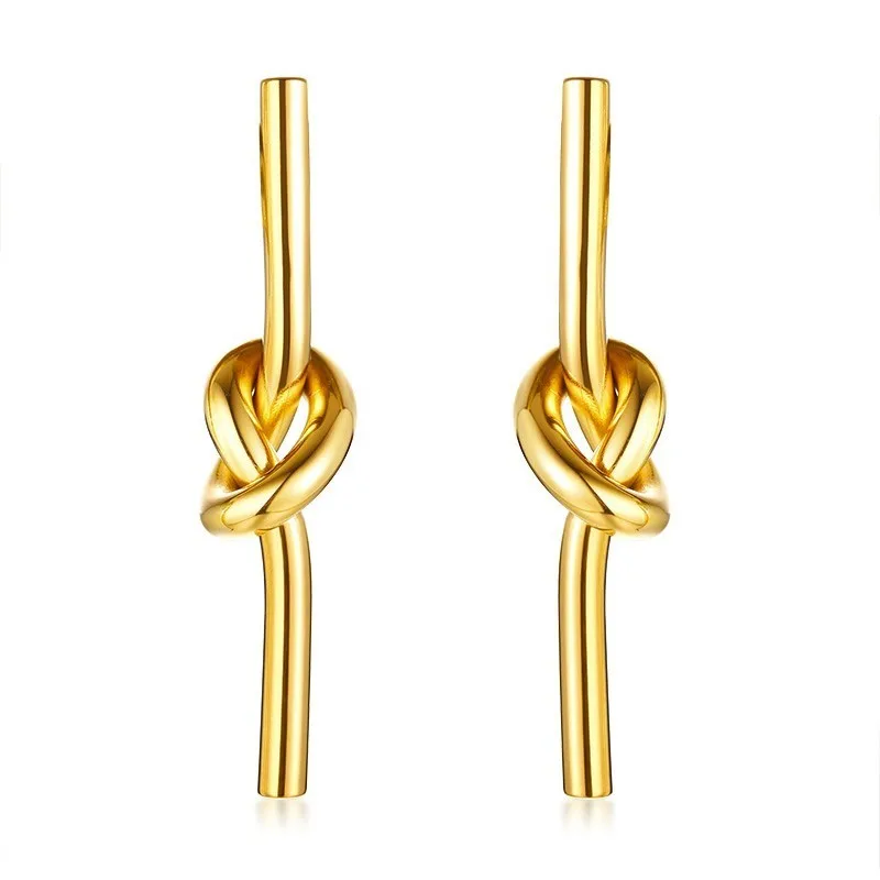 

Golden Heart Knot Drop Earrings for Women Stainless Steel Earing