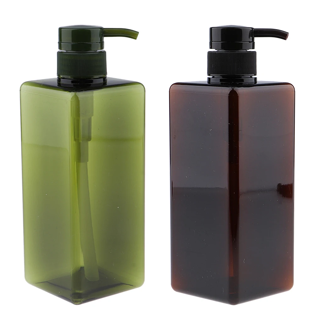 

2 Colors Square 650ml Empty Plastic Bottle with Pump Large Capacity Container for Shampoo Lotions Liquid Body Soap Creams
