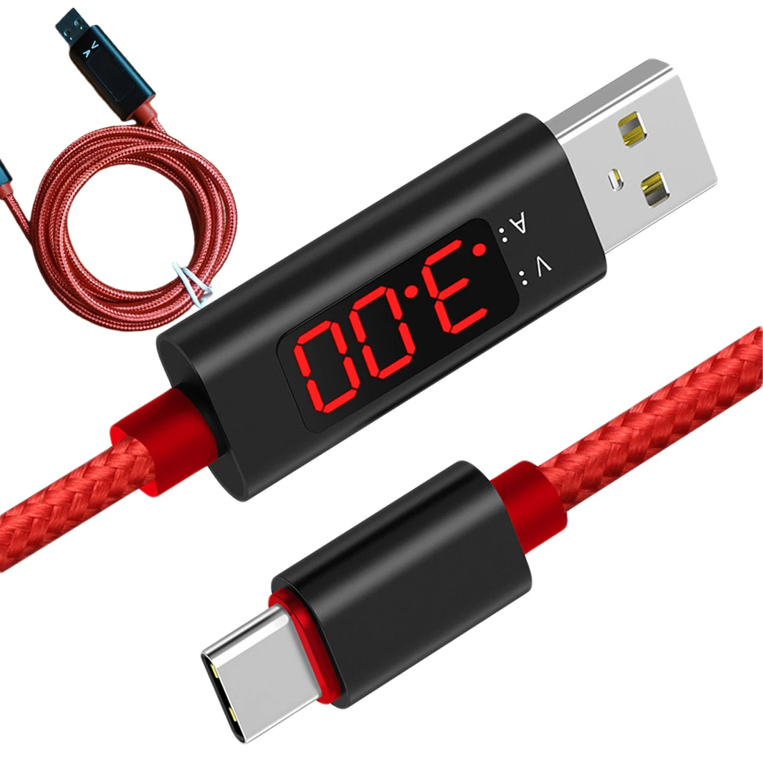 1 м USB для type C тестер напряжения тока метр дисплей нейлоновая оплетка Быстрая зарядка для type-C кабель для samsung S9/Android